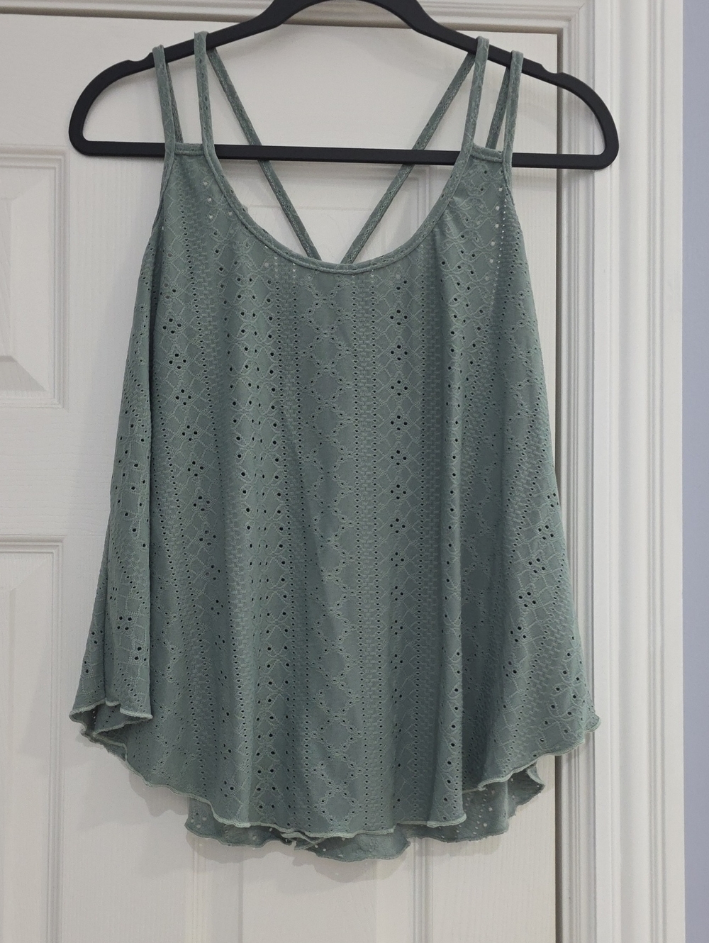 Sage Eyelet Double-Strap Cold-Shoulder Camisole